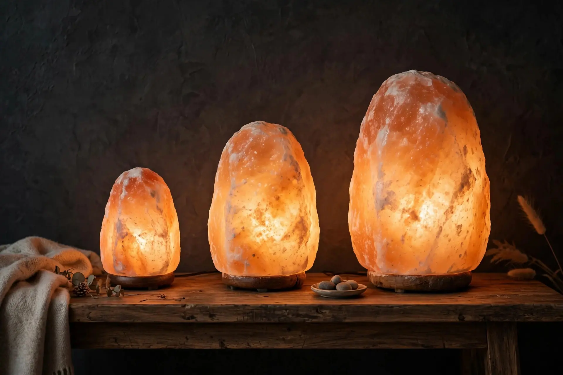 Salt lamps of different sizes
