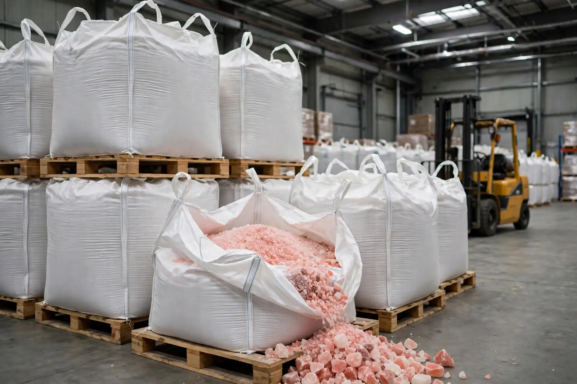 Bulk salt bags ready for export