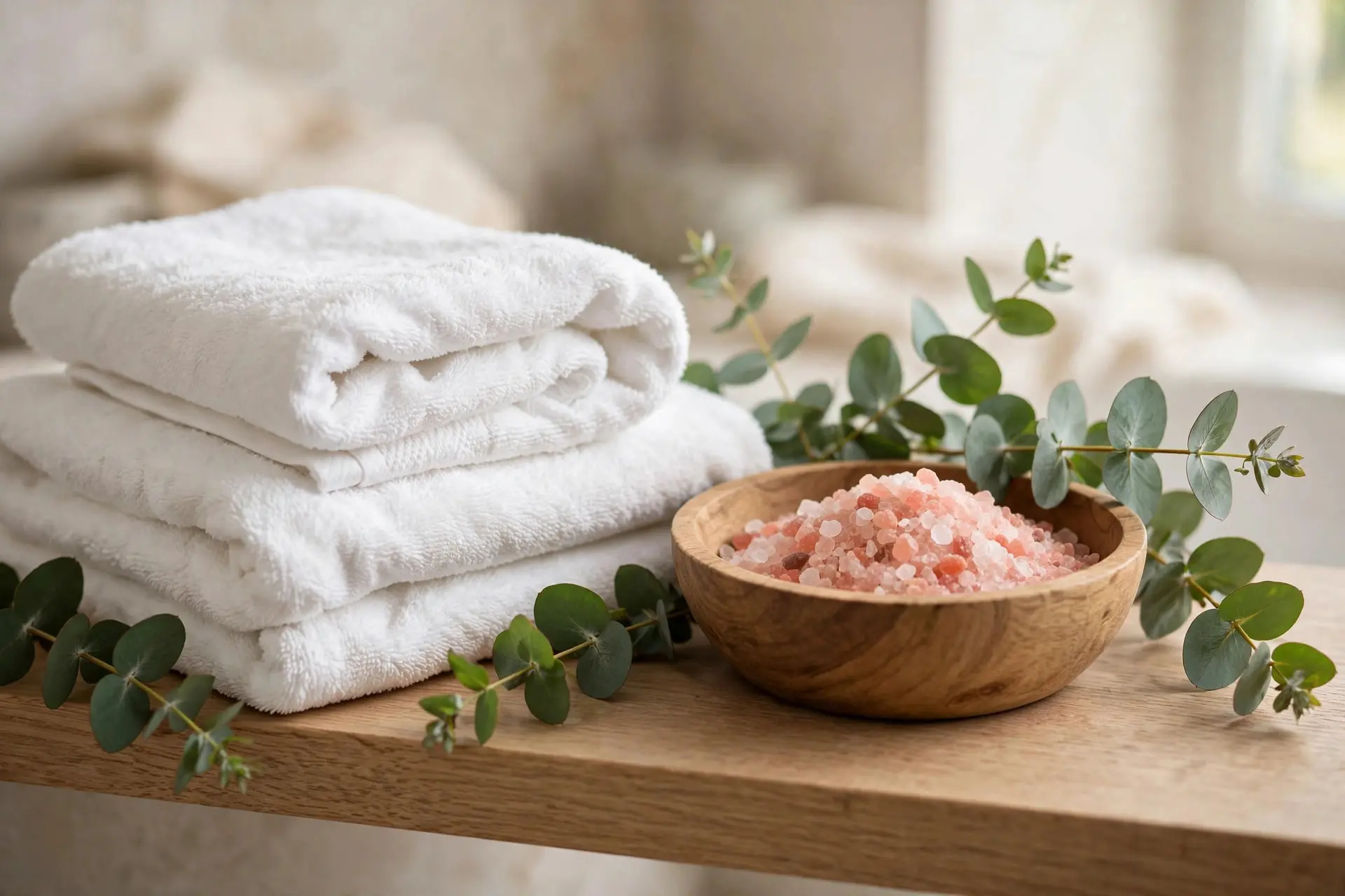 Spa towels with bath salt