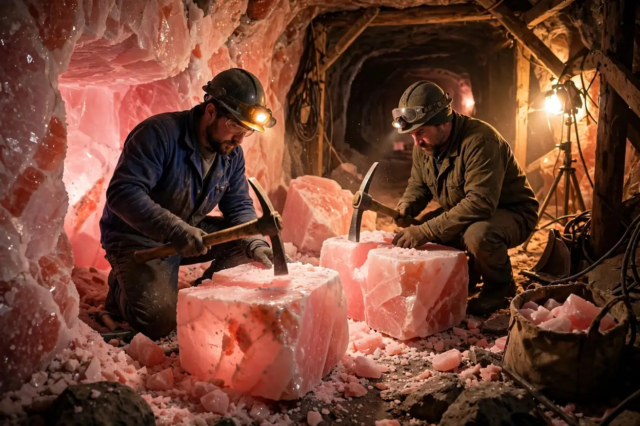 Hand-mining pink salt in Mianwali